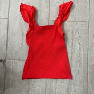 A new day red ribbed tank top size XS